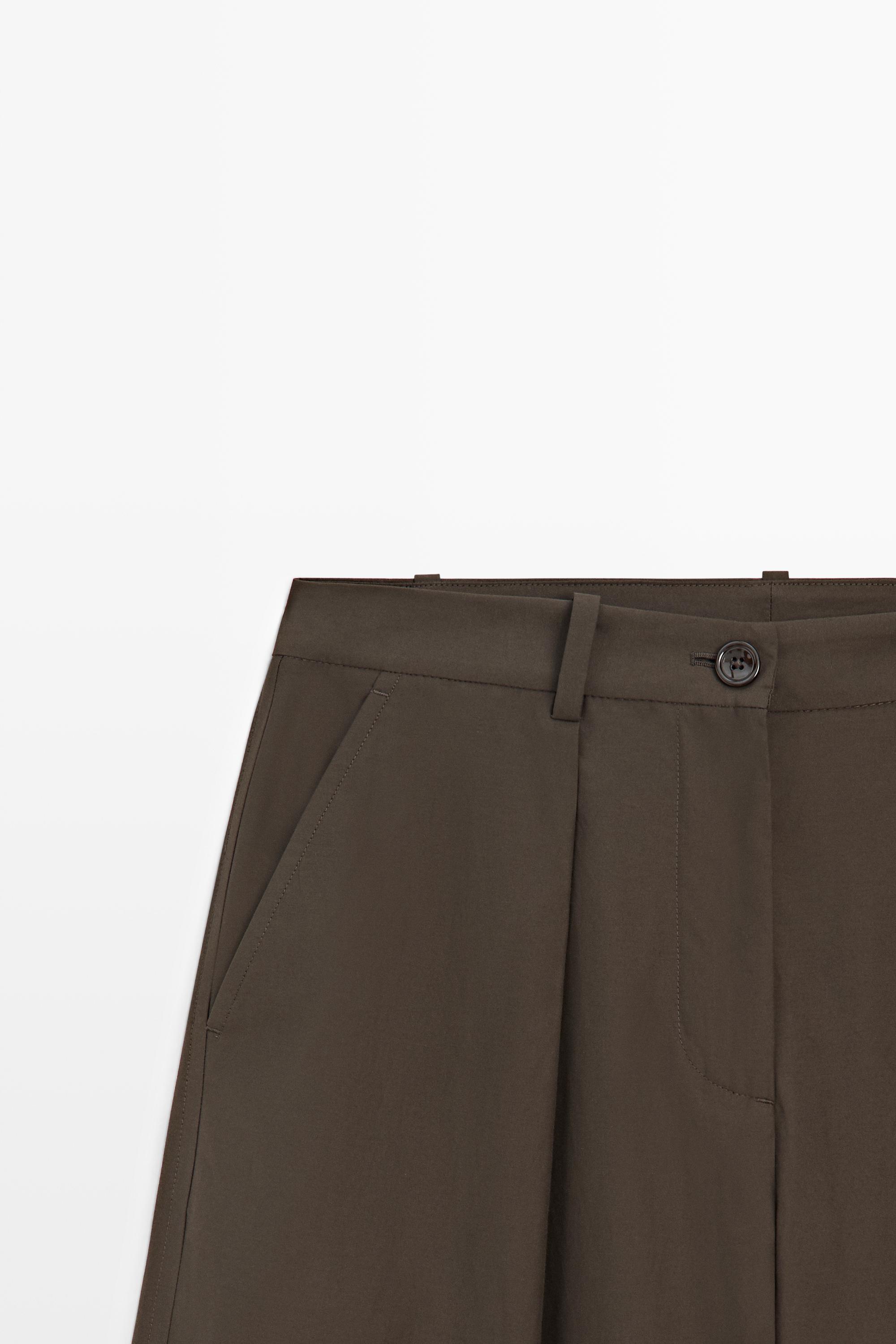 Pantalon large coton popeline mélangé